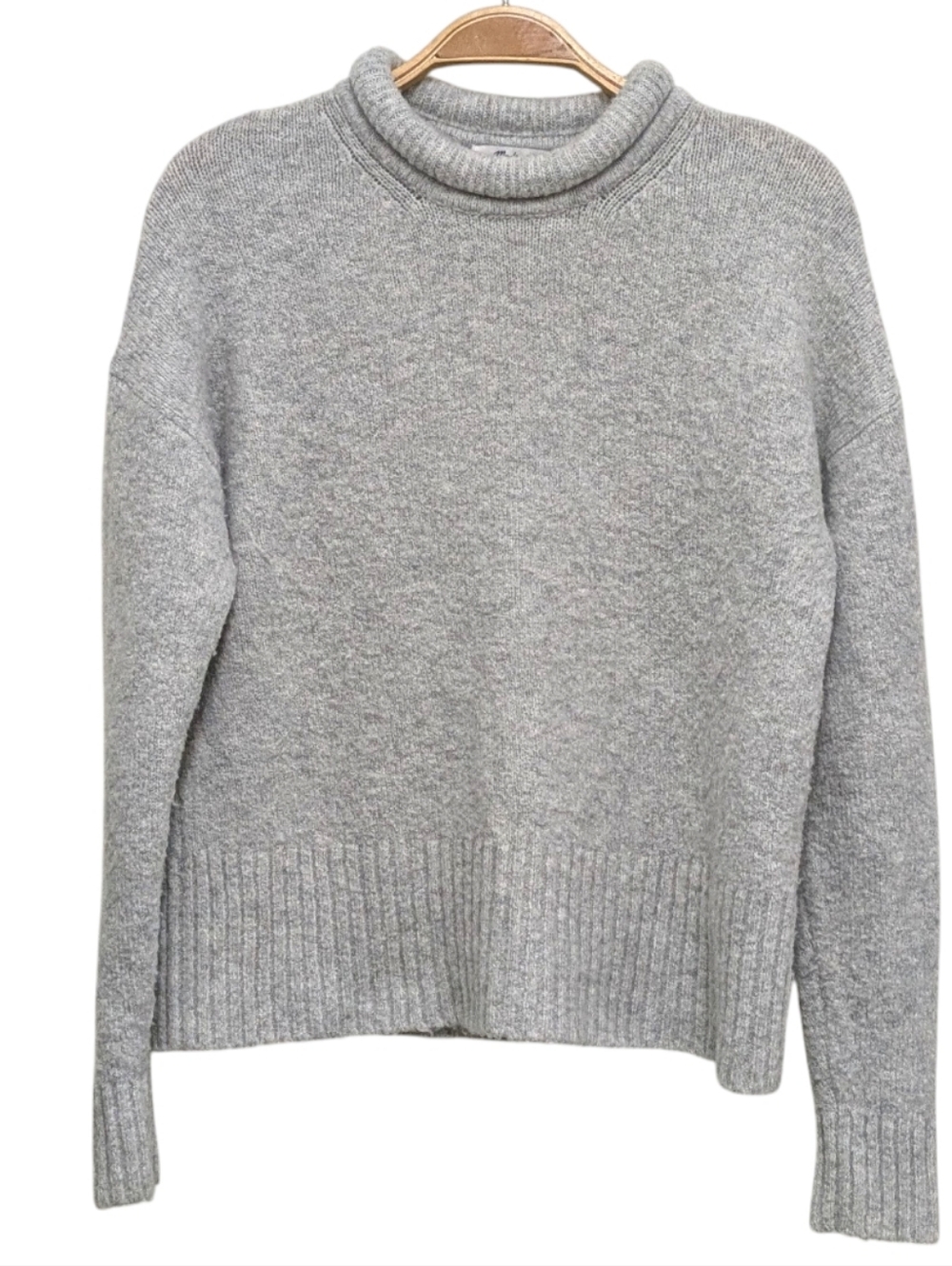 Madewell Heather Grey Fulton Wool Blend Mock Neck Sweater Small - Picture 3 of 8